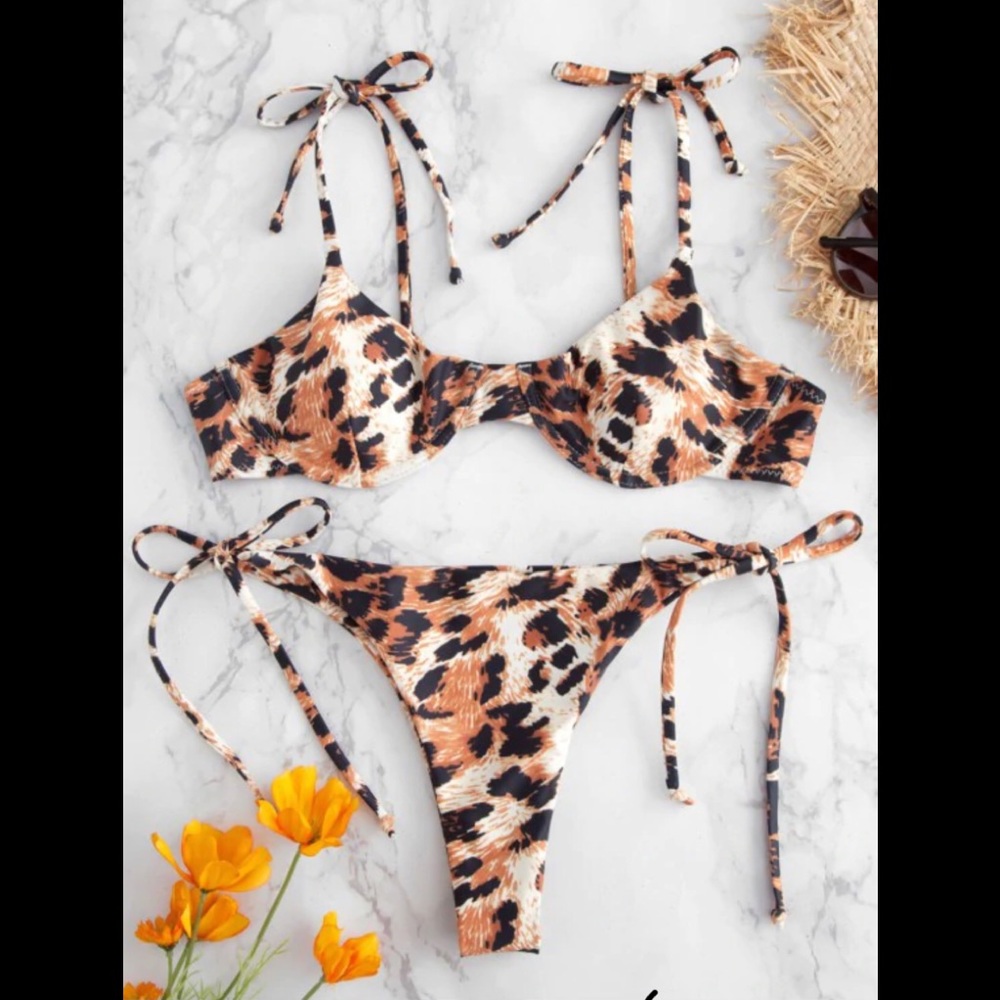 Leopard Tie Underwire Bikini